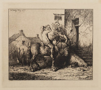 KG 14285
<br/>
Ruiter voor een herberg
<br/>
<em>Jacques, Charles (1813 - 1894)</em>